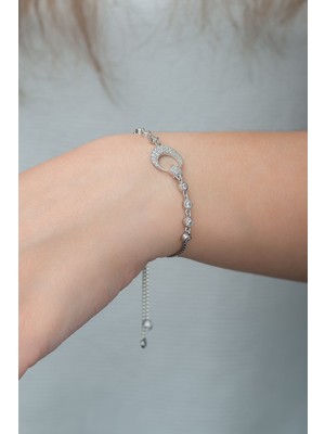 Nereze 925 Ayar Asansörlü Ayyıldız Kadın Gümüş Bileklik
