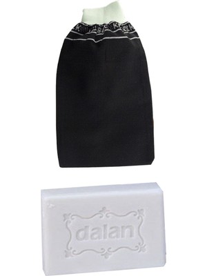 Kelebek Lastikli Kalın Siyah Banyo Hamam Kesesi + Dalan Sultan Doğal Banyo Sabunu 200 gr