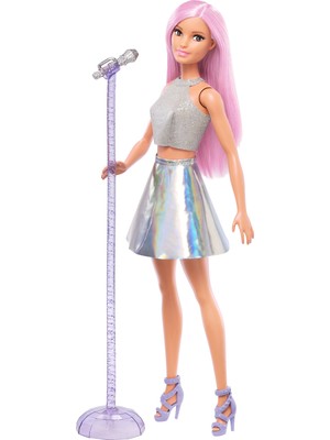 Barbie Pop Star Bebek Mikrofon ile Kız Çocuklar İçin Eğlenceli Oyun Seti Renkli Tasarım