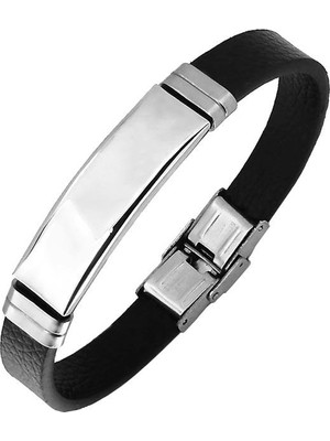 Sade Model Beyaz Parlak Çelik Erkek Bileklik