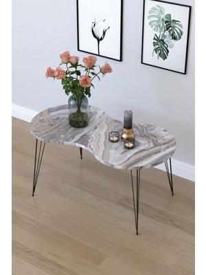 Remaks Elit Londra Orta Sehpa Orta Masa - Beyaz Mermer