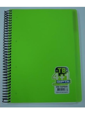 Gıpta Tb Spiralli Seperatör Pp. Kapak 200 Yaprak 4 + 1 Kareli + Çizgili Defter