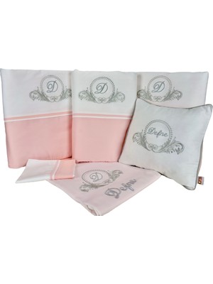 Pudradecor Elegante Kişiye Özel Bebek Uyku Seti / Pembe Beyaz