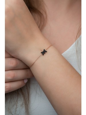 Nereze 925 Ayar Gümüş Siyah Yusufcuk Kadın Bileklik