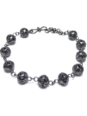 Midyat Nurtaş Gümüş Toplu Model Oksitli Telkari Kadın Gümüş Bileklik