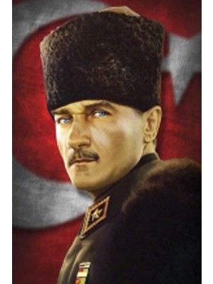 Asilmeydan Mavi Gözlü Kalpaklı Gazi Mustafa Kemal Atatürk Ay Yıldız Poster Cephe Bayrak 200 x 300 cm 2 x 3 Metre