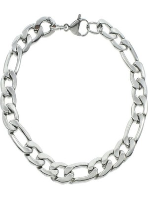 X-lady Accessories Unisex Aralıklı Figaro Silver Çelik Bileklik