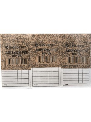 Sam Büyük Boy Adisyon Fişi 12'li