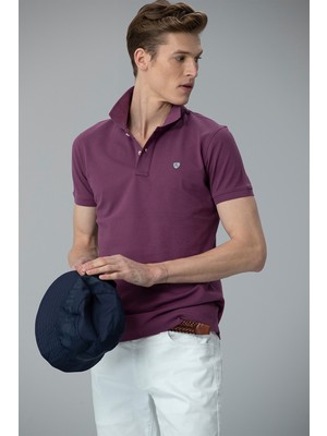 Lufian Laon Spor Polo Erkek Tişört Mor