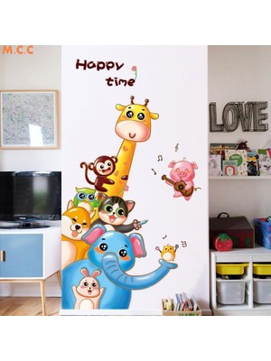Crystal Kids Neşeli Hayvanlar Çocuk Odası Dekorasyonu Kapı Süsü Duvar Sticker Çıkartma