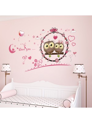 Crystal Kids Aşık Baykuşlar Çocuk Odası Dekorasyonu Çocuk Odası Dekoru Duvar Sticker Duvar Süsü