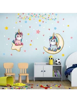 Crystal Kids Renkli Unicorn Çocuk Kız Odası Duvar Dekorasyonu Duvar Sticker Çıkartma Dekor