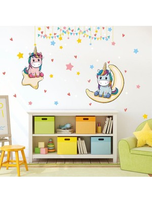 Crystal Kids Renkli Unicorn Çocuk Kız Odası Duvar Dekorasyonu Duvar Sticker Çıkartma Dekor