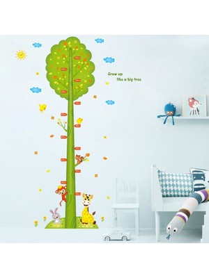 Crystal Kids Yeşil Ağaç  Çocuk Odası Dekorasyonu Boy Ölçer Çocuk Odası Dekoru Duvar Sticker