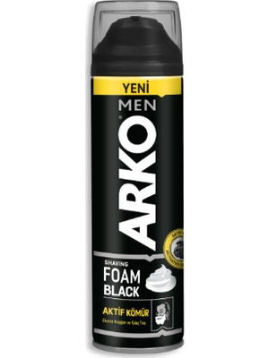 Arko Men Black Aktif Kömür Tıraş Köpüğü 200 ml Rahat Tıraş ve Cilt Bakımı Sağlar