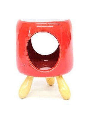 Bakbunatural Bambu Ayaklı  Yuvarlak Seramik Buhurdanlık