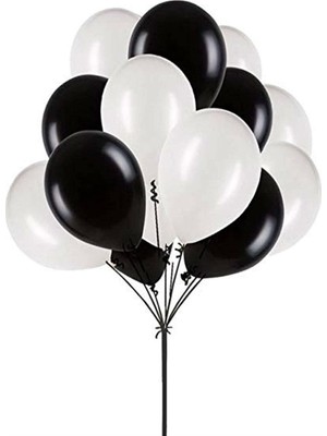Benim Marifetlerim Metalik Siyah Beyaz Balon 12 Inch 15 Adet