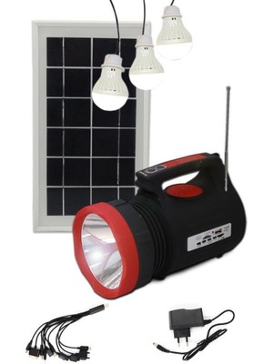 Gold Silver GS-540 Güneş Enerjili El Feneri, Bluetooth'lu, Mp3, Radyo LED Ampul, Altın Renk Özellikleriyle