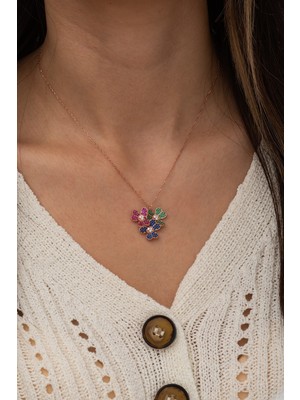 Nereze 925 Ayar Gümüş 3'lü Çiçek Kadın Gümüş Kolye