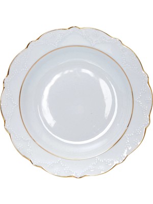 Porland Porselen Yemek Tabağı Porland 2 Yaldızlı 19CM 6lı