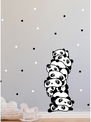 Kt Decoration Üstüste Pandalar Duvar Sticker Seti