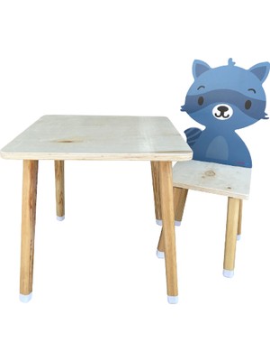 Odun Concept Doğal Ahşap Çocuk Aktivite Masa Sandalye Takımı - Rakun