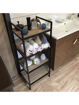 Mudesa Ahşap Banyo Rafı Dekoratif Dolap 4 Bölmeli Terek Raf