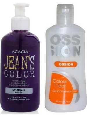 Acacia Jeans Color Saç Boyası Ametist 250ml ve Ossion Saç Boya Temizleyicisi 200ml