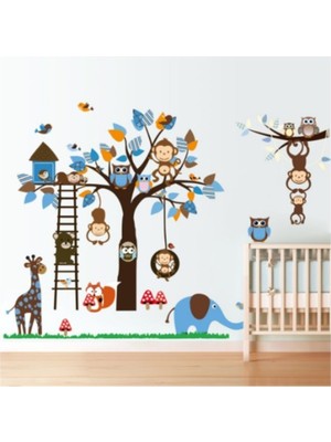 Kt Decoration Çocuk ve Bebek Odası Sevimli Neşeli Hayvanlar Fil Zürafa Ürün Duvar Süsleme 195X95 cm