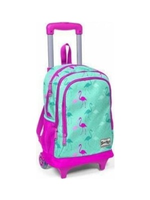 Coral High Çekçekli Sırt Çantası Renkli Flamingo Deseni ile 30x16x38 cm 1,413 kg Çocuklar İçin