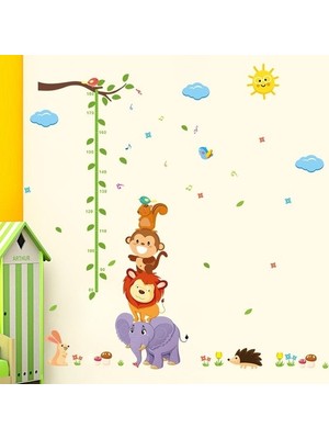 Kt Decoration Hayvan Dostlar Boy Ölçer Çocuk Odası Dekorasyonu Duvar Dekoru Sticker