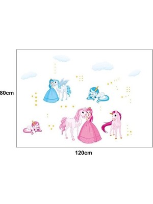 Kt Decoration Prenses Unicorn Tay Pony Bebek ve Kız Çocuk Odası Duvar Sticker