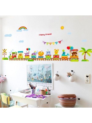 Kt Decoration Tren ve Hayvanlar Bebek Odası Duvar Sticker