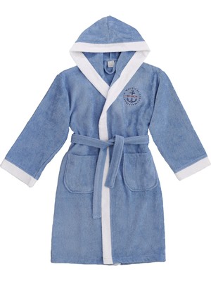 Z&r Home Bambu 9-10 Yaş Çocuk Bornoz Sailor Mavi