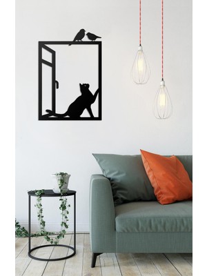 İnnova Metal Kedi Metal Lazer Kesim Tablo , Metal Duvar Dekoru 35 x 50 cm