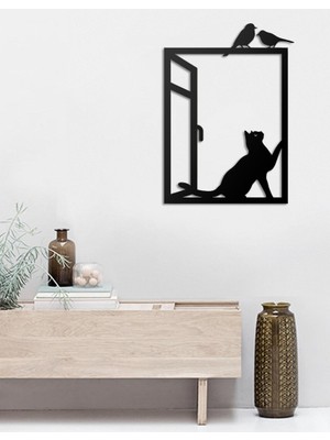 İnnova Metal Kedi Metal Lazer Kesim Tablo , Metal Duvar Dekoru 35 x 50 cm