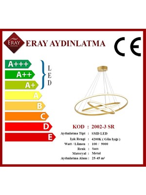 Eray Aydınlatma 2002-3 Sarı LED Avize