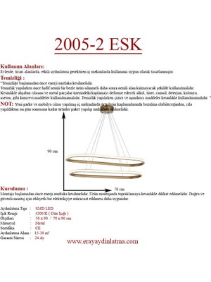 Eray Aydınlatma 2005-2 Eskitme Elips LED  Avize