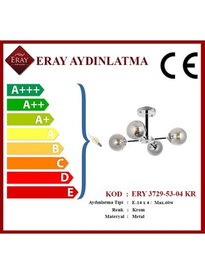 Eray Aydınlatma Topaç 4'lü Krom Avize