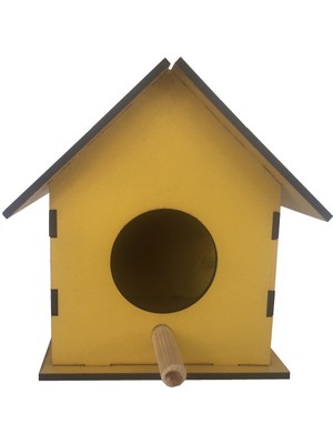 Mor Beyaz Home Renkli Ahşap Kuş Evi Sarı 10X10X12