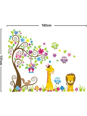 Cosy Home Gift Aslan Zürafa Baykuş Orman Ağaç Büyük Görsel  162X131 Ev Duvar Dekor Sticker
