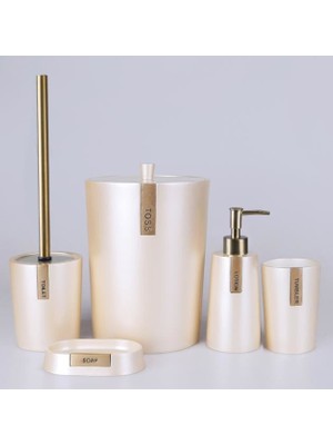 By Selim Home Troy Inci Polyester 5 Parça Banyo Seti
