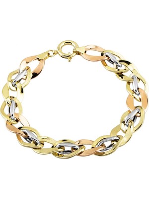 Sembol Gold Altın Bileklik Hallow Tasarım 14K Triacolor
