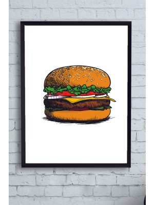 Postermanya Hamburger Mutfak Çerçeveli Tablo  21 x 30 cm