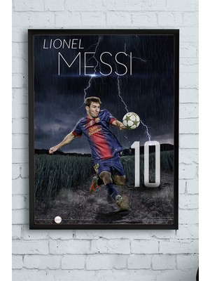 Postermanya Lionel Messi Futbol Çerçeveli Tablo 2  21 x 30 cm