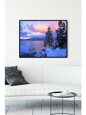 Postermanya Kış Kar Manzara Çerçeveli Tablo  21 x 30 cm