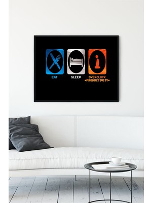 Postermanya Eat - Sleep - Productivity Girişimcilik Çerçeveli Tablo  21 x 30 cm