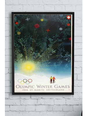 Postermanya Olympic Winter Games Vintage Çerçeveli Tablo  21 x 30 cm