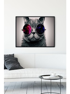 Postermanya Kedi Eğlenceli Mizahi Çerçeveli Tablo   21 x 30 cm