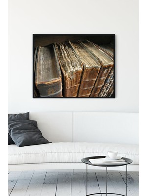 Postermanya Eski Kitap Çerçeveli Tablo  21 x 30 cm
